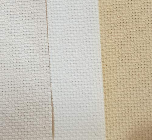 12" x 18" by 3 Pack 14CT Counted Cotton Aida Cloth Cross Stitch Fabric (Natural Antique White+Ecru+Light Straw) - color: Natural Antique White+ecru+light Straw