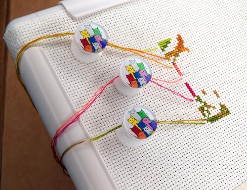The Set of 3 Parking bobbins Needle minders Floss Holders Keeper Magnetic Clips Tightening Floss Cross Stitch Parking bobbins for Embroidery Frame Scroll Rod qsnap Hoop Tension Clips Thread Catcher