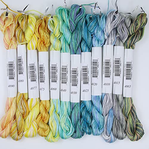KCS Big skeins of 25 Meters Size 25 Color Variegated Cross Stitch Stranded Threads,12 skeins,04 - color: 12skeins04, size: 12 skeins