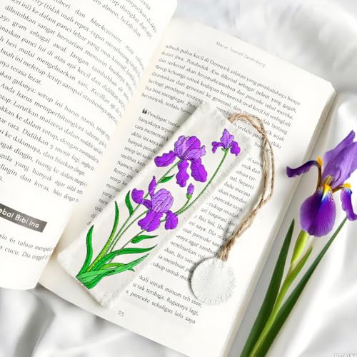 ORIGACH 4 Sheets Water Soluble Embroidery Patterns Stabilizers - 16 Pcs Pre-Printed Flower Bookmark Designs - Stick & Stitch Embroidery Paper for Hand Sewing Lovers - color: Flower Bookmark