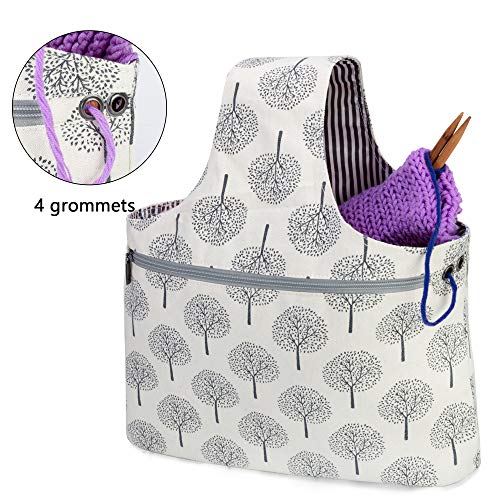 Teamoy Knitting Bag Tote, Travel Crochet Project Wrist Bag, Large, Tree - color: Tree, size: Large