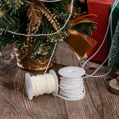 3mm Millet Beads Crafts Faux Pearl Beads Garland Pearl Bead Roll Strand of Pearls to Decorate Floral Centerpieces Wedding Party Favor Christmas Tree(33 Feet Ivory) - color: Ivory, size: 3 mm