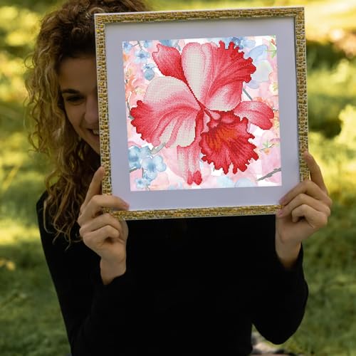 DIAMOND DOTZ Sparkle Garden Crimson Floral Diamond Painting Kit Adults - size: Small and striking: 10.2 x 10.2 inches