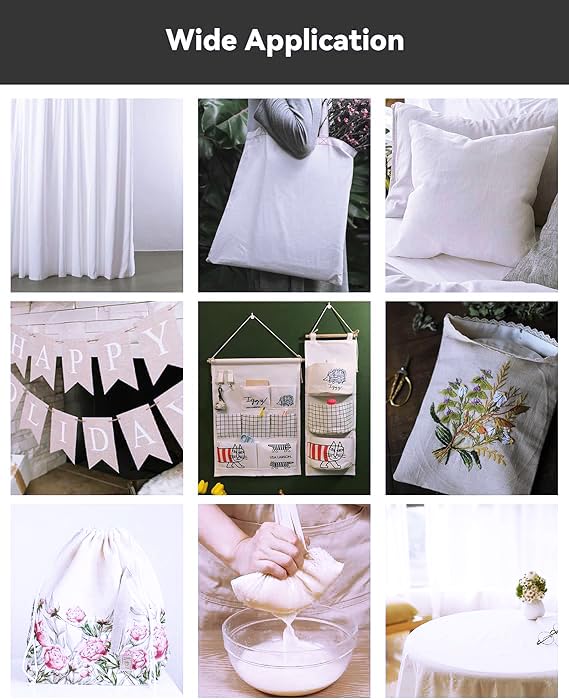 5 Yard 100% Cotton Muslin Fabric, 48" Wide, Medium Weight - White - color: White (Bleached), size: 5 Yard