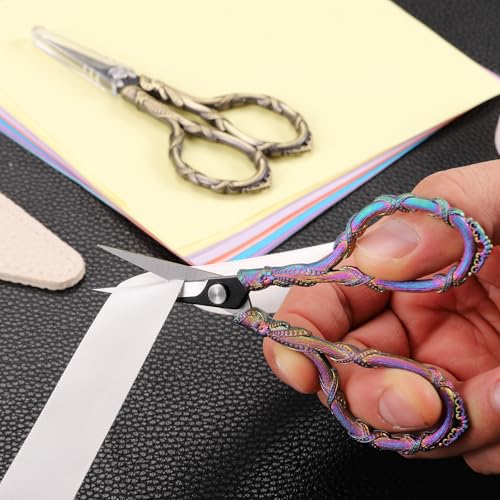 Small Sewing Scissors, Sharp Tip Precision Shears with Cover - color: Rainbow