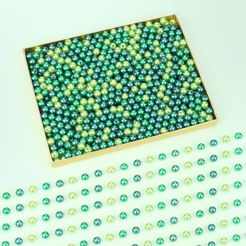 DUQGUHO 8mm St. Patrick's Day Beads for Jewelry Making, Green Beads Party - color: Mixed Green, size: 8mm