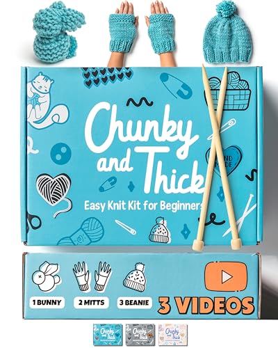 Complete Knitting Kit for Beginners - Learn to Knit Kit with Knitting Accessories Like Thick Beginner Yarn, Bamboo Needles for Beginners & More - Includes Video Tutorials & Written Guide - color: Teal