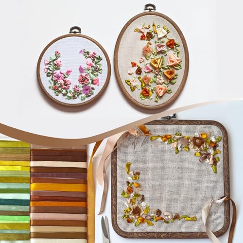 PATIKIL 2 Pieces 3.5" x 3.9" Square Embroidery Hoops Frame Round Imitated Wood Circle Cross Stitch Hoop Ring for Embroidery Art Craft Handy Sewing Decoration, Brown - size: 3.5" x 3.9"