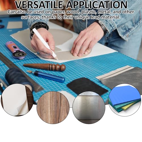 10Pcs Fabric Markers for Sewing, White and Blue Sewing Fabrics Pencil Washable Fabric Pen with Sharpener for Dressmaker Quilting Craft