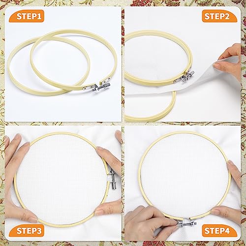 Cldamecy 3 Pieces 6 Inch Bamboo Embroidery Hoops, Adjustable Round Cross Stitch Hoops, Frames for DIY Hand Embroidery Punch Needle Needlepoint Craft Art Wall Decor - style: 3pcs 6 inch