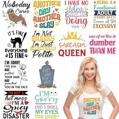 12 Sheets Funny Iron on Transfers for T-Shirts - style: Funny