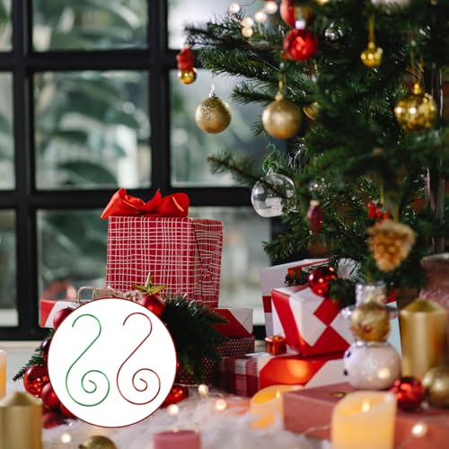 80 Pcs Stainless Steel Christmas Ornament Hooks - S Hooks for Holding Christmas Balls, Green and Red - color: Green Red