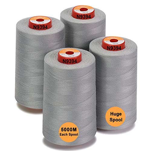 New brothread 4 Large Cones All Purpose Polyester Thread -Silver - color: 4xSilver