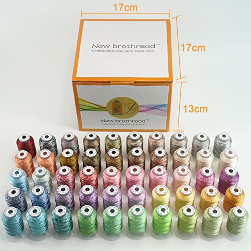 New brothread 50 Colors Variegated Polyester Embroidery Machine Thread Kit - color: 50Colors×500M