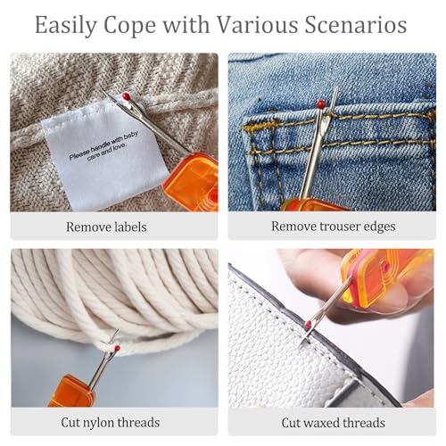 Seam Ripper, Folding Seam Rippers for Sewing, Small Threadripper, Portable Thread Cutter, Mini Clothes Tag Remover, Stitch Remover Tool for Needlework, DIY, Crafting 3 Pack