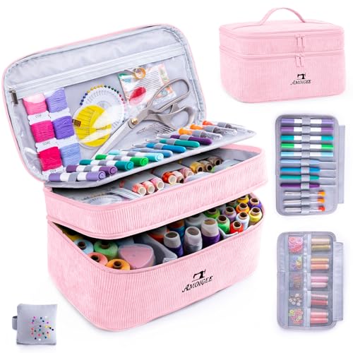 Double-Layer Sewing Organizer Bag with Pin Cushion for Sewing Supplies - color: Pink - Cpirpmu, size: Style A - Courony