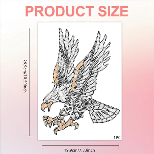 1 Pc Eagle Pattern Iron on Rhinestones Transfer, Bling DIY Patch Clothing Repair Applique T-Shirt Vest Shoes Hat Jacket Decor Clothing DIY Accessories - color: Eagle