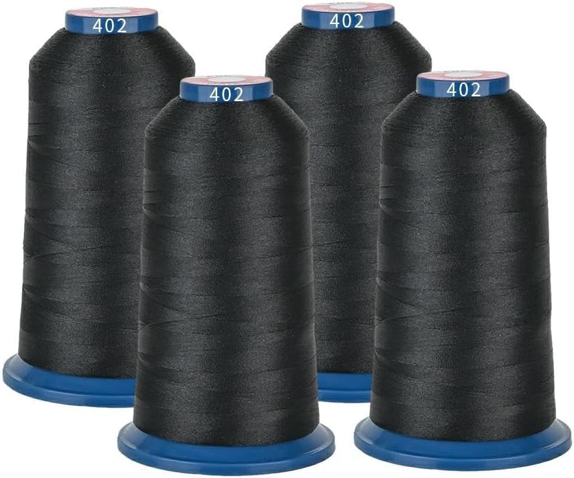 Black Embroidery Thread, Huge Spool 4 Rolls 4000M(4374Y) 40WT Polyester Thread for All Embroidery Machines - color: 4 Black