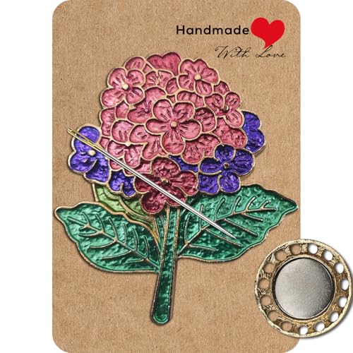Needle Minder Magnet, Magnetic Needle Minder, Needle Minders Magnetic Cross Stitch Accessories, Magnetic Needle Holder, Life Tree, Butterfly, Cats, Owl, Heart (Pink Hydrangea) - size: Pink Hydrangea