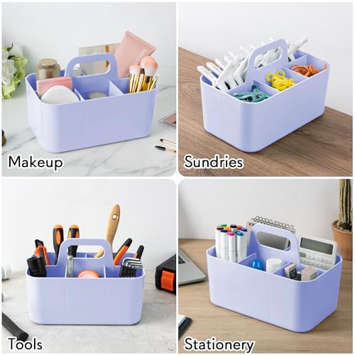 Tiawudi Multipurpose Caddy Organizer, Plastic Caddy with Handle, Stackable Desk Organizer for Stationery, Marker and Pencil, Office Supplies Organizer, Dorm Caddy - color: Violet, size: Rectangle