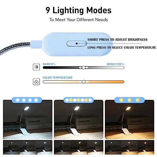 VAVOFO Rechargeable Reading Light, Clip on Book Light for Reading in Bed - color: Light Blue