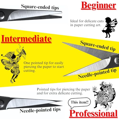 CANARY Professional Paper Scissors 4" [Extra Pointed Tips], Mini Precision Scissors for Cutting Art, Kirie Paper Cut Art, Made in Japan - size: Papercutting Art (Professional)