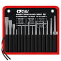 C&T 16-Piece Punch and Chisel Set with Storage Pouch, Including Taper Punch, Cold Chisels, Pin, Center Punch, Chrome Vanadium Steel - size: 16-Piece