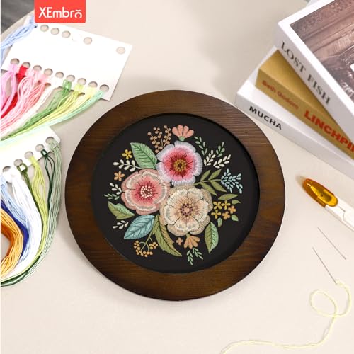 XEmbro 8 Inch Wood Embroidery Hoop Frame for Hanging Sewing Ornaments - style: Round