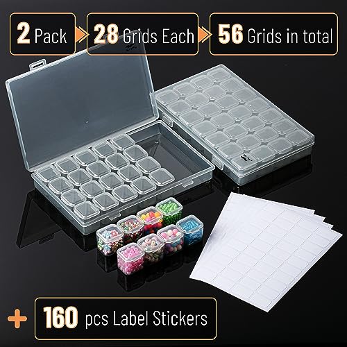 Mr. Pen- Bead Storage Containers, 28 Grids, 2 Pack, Grey - color: Clear Grey, size: 2 Pack-56 Pcs(6.8"x4.4"x1")