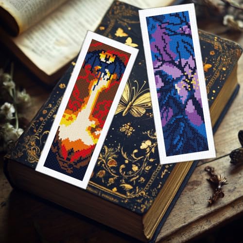BEUNITONE 6 PCS Cross Stitch Bookmark Kit for Adults Beginners,Fairy Tale Scene Pre-Printed Cross Stitch,DIY Stamped Embroidery Bookmark Kits,with Instructions,Craft Kit for Book Lovers 8.5''x3'' - style: Fairy Tale Scene