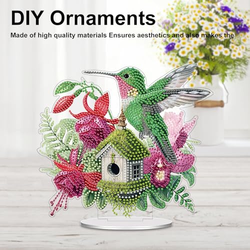 POETRYDRAW Diamond Art Ornament Desktop Kit Bird Flower, Stand Up Diamonds Painting Ornament for Adults, 5D DIY Special Diamond Gem Craft Tabletop Placement Board Kit - color: Bird Flower