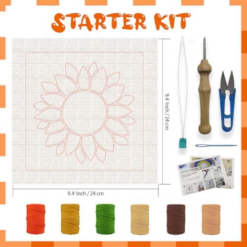 BEUNITONE 2 Sets DIY Punch Needle Kits for Beginners,Sunflower Pre-Printed Pattern,Embroidery Punch Needle Starter Kits for Adults,Includes Pre-Printed Cloth,Yarns,Hoops,Threader and Instruction - color: 09-Horse