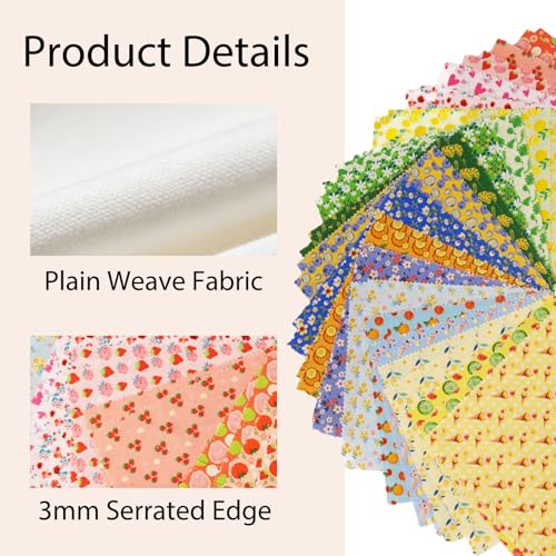 5" Fabric Squares, Cotton Squares, Rainbow Charm Pack Fabric for Quilting - color: Beach Carnival