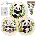 Santune Beginners Embroidery Kit for Adult Needlepoint Cross Stitch Kits Needle Point Sets with Panda Embroidery Patterns, Includes Step-By-Step Instructions and Accessories - color: Panda Series