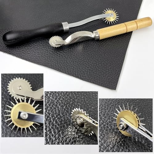 2 PCS Tracing Wheel Set, Professional Stitch Marking Spacer Tool, 2mm & 4mm Needle Point Pounce Wheel with Wooden Handle, Stainless Steel Perforator for Sewing Patterns, Leather & Craft Projects