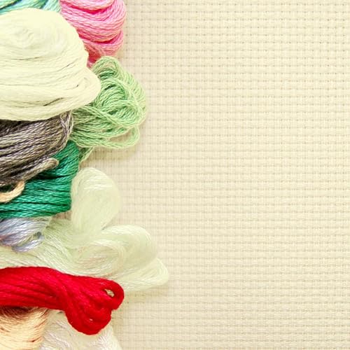 Essentials By Leisure Arts Aida Cloth, 11 Count, Ivory, 3pc, Bulk, Cross Stitch Fabric, Embroidery Fabric, Cross Stitch Supplies for Crafting, Stitching, and Sewing Projects 30x36