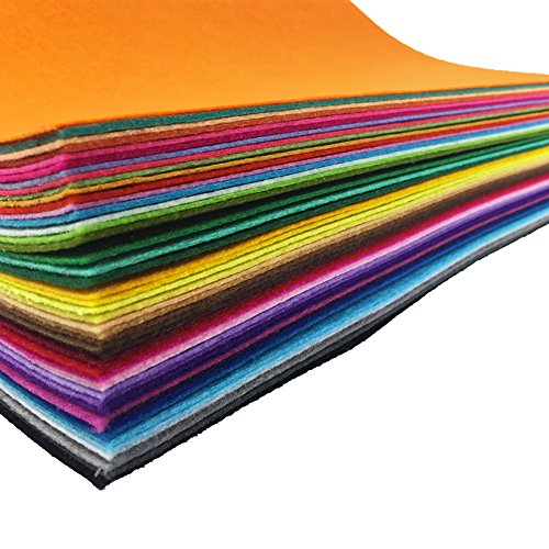 flic-flac 48PCS 8 x 12 inches (20 x 30cm) Assorted Color Felt Fabric Sheets Patchwork Sewing DIY Craft 1mm Thick … (20cm * 30cm, 48pcs) - color: 48pcs, size: 20cm * 30cm