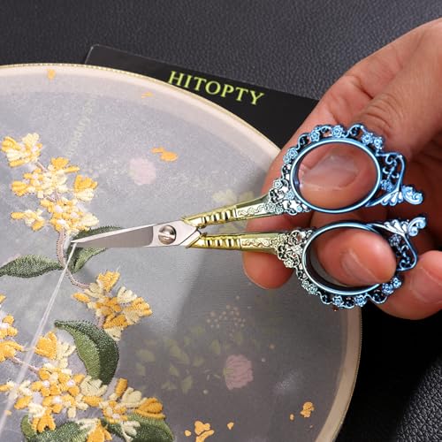 Sewing Embroidery Scissors, Sharp Thread Shears with Cover - color: Blue