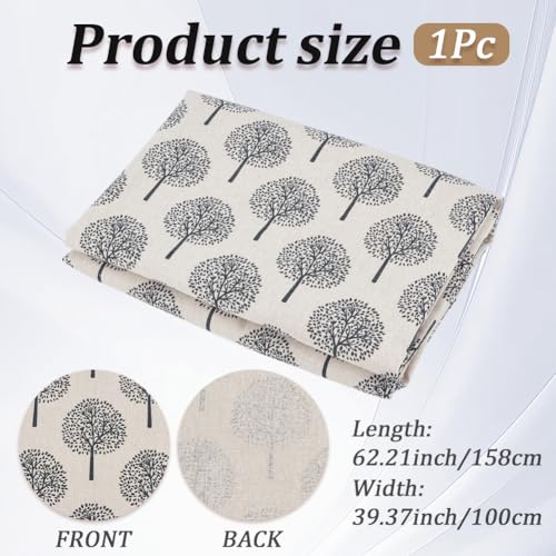 1.09 Yards 62.21 Inch Tree Linen Fabric Black Trees Soft Breathable Upholstery Linens Lightweight Quilting Cloth Fabrics for Sewing Making Garment Accessories Chair Sofa DIY Craft Supply - size: 1580MM, style: Tree