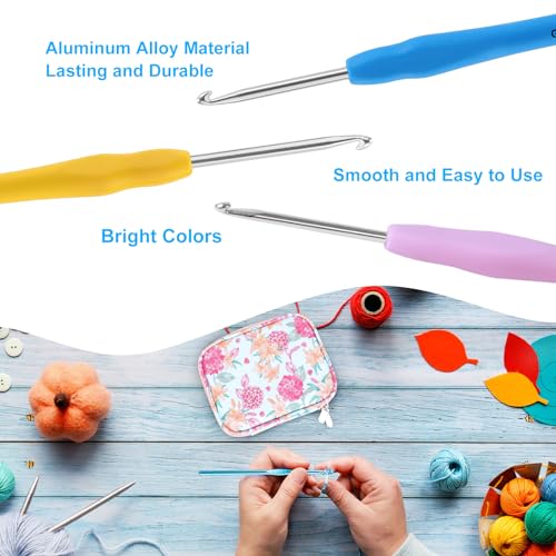 Vodiye 21 Sizes Ergonomic Crochet Hooks Set with Case, 0.5-10.0mm - size: 21 Size(0.5-10.0mm)
