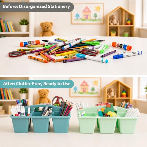 6 Pack Classroom Caddy with Handle, 6 Compartment (Boho) - color: Boho