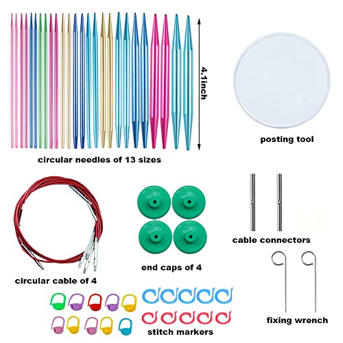 Weabetfu 60pcs Interchangeable Circular Knitting Needles Set,2.75mm-10mm