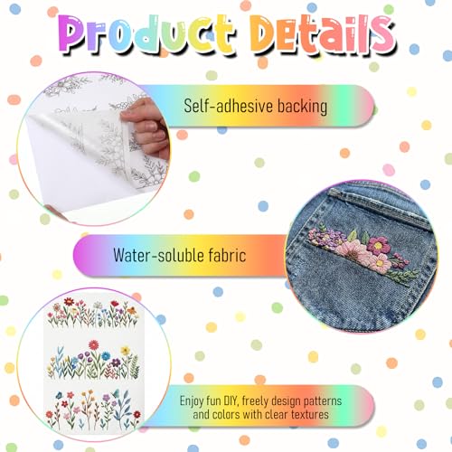 4 Sheets Embroidery Paper Wash Away - Water Soluble Stabilizer for Embroidery Patterns, Stick and Stitch for Hand & Machine Sewing, Stitch Book Supplies & Accessories