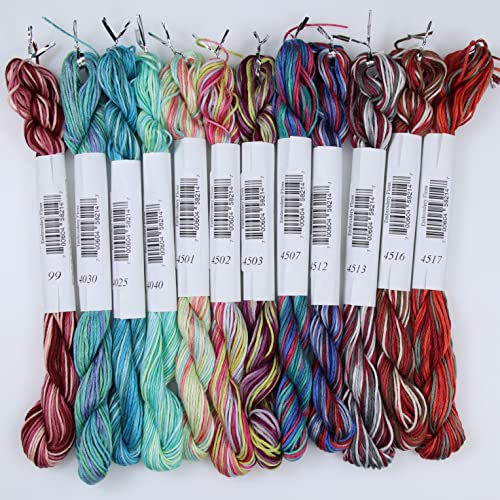 KCS Big skeins of 25 Meters Size 25 Color Variegated Cross Stitch Stranded Threads,12 skeins,10 - color: 12skeins10, size: 12 skeins