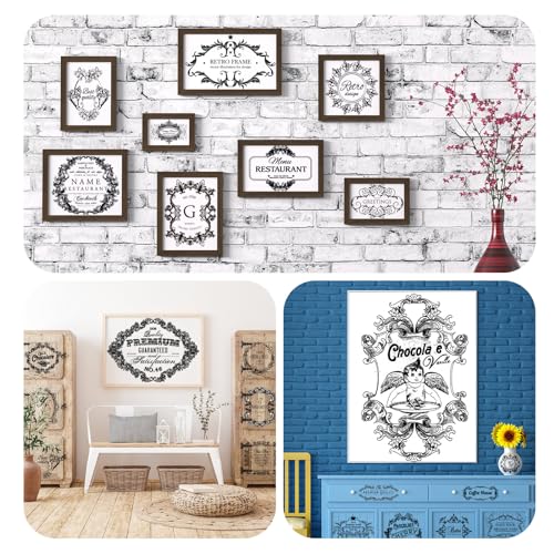 BBTO Classic Style UV Transfer Paper Stickers for Crafts and Furniture, 12 Sheets, 5.5 x 5.7 Inch, Vintage Theme, Waterproof - style: Classic