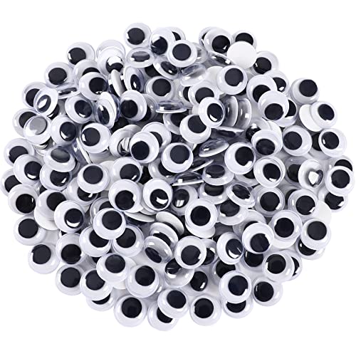 FEBSNOW 200Pcs 12mm Googly Wiggle Eyes Self Adhesive for DIY Crafts - size: 12mm