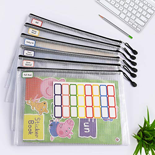 6PCS Mesh Zipper Pouch Bags: B5 Clear Zipper Pouches for Classroom, Black - color: Black, size: B5 (11.26×7.9 inch)