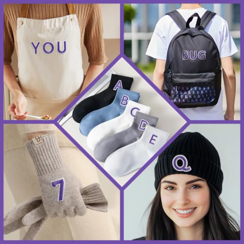 72 Pcs Iron On Letters & Numbers Patches for Tote Bags Hats Clothing Purple - color: Purple, size: Letters & Numbers