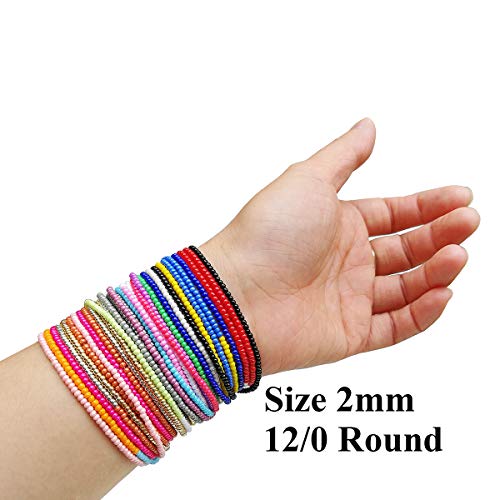 Bala&Fillic Size Almost Uniform 2mm Seed Beads for Earring Making, About 20000pcs in Box Pearled Color 12/0 Round Glass Seed Beads (about 850pcs/Color, 24 Colors) - color: 24 Colors Pearl -Size 2mm