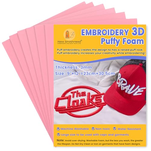 New brothread 6PCS Embroidery Puffy Foam 3MM - Pink - color: 6×pink